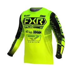 Детска тениска  FXR Podium MX25 HiVis Lime Black